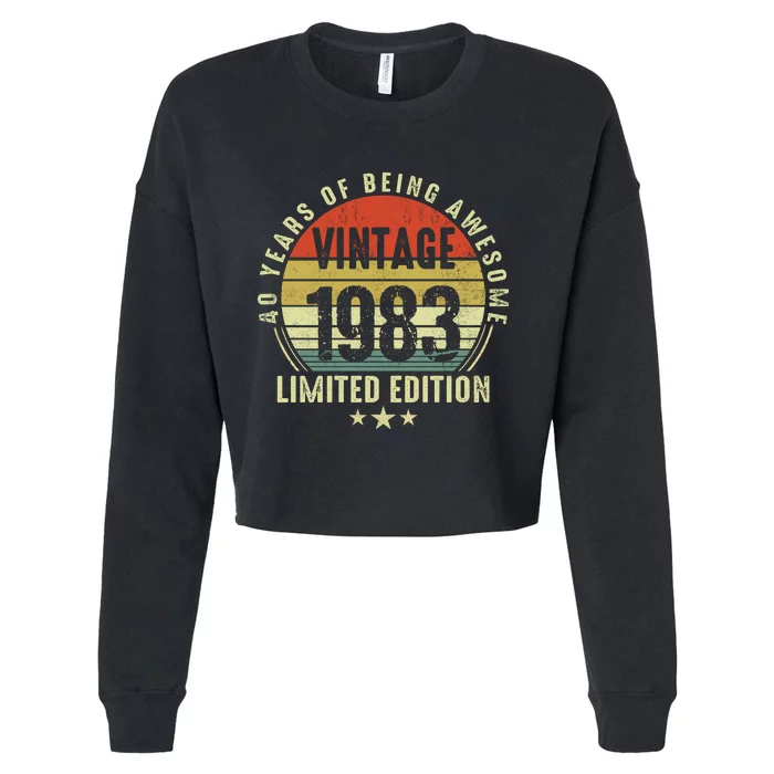 40 Year Old Vintage 1983 Limited Edition 40th Birthday Gift Ideas Cropped Pullover Crew