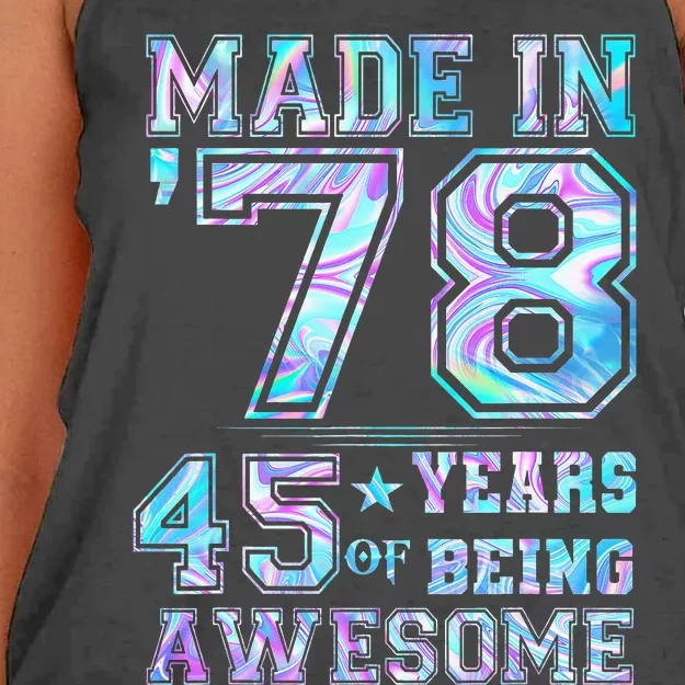 45 Year Old Gifts  45th Birthday Made In 1978 Tie Dye Women's Knotted Racerback Tank