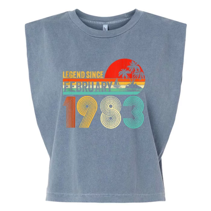 40 Year Old Vintage Legend Since February 1983 40th Birthday Garment-Dyed Women's Muscle Tee