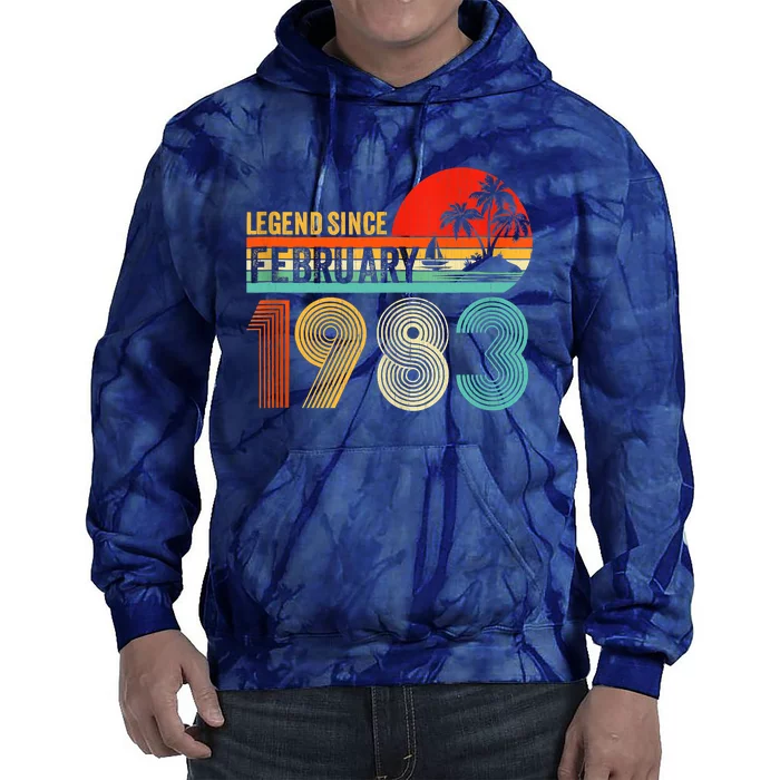 40 Year Old Vintage Legend Since February 1983 40th Birthday Tie Dye Hoodie