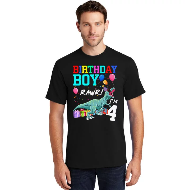 4 Year Old 4th Birthday T Rex Dinosaur Tall T-Shirt