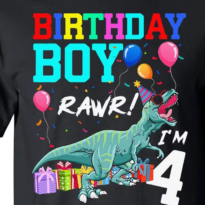 4 Year Old 4th Birthday T Rex Dinosaur Tall T-Shirt