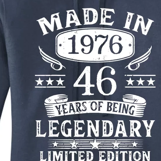 46 Years Old Made In 1976 Shirt 46th Birthday Gift Women's Pullover Hoodie