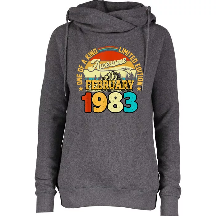 40 Years Old Awesome Since February 1983 40th Birthday Gifts Womens Funnel Neck Pullover Hood