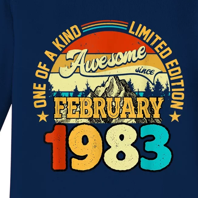 40 Years Old Awesome Since February 1983 40th Birthday Gifts Baby Long Sleeve Bodysuit