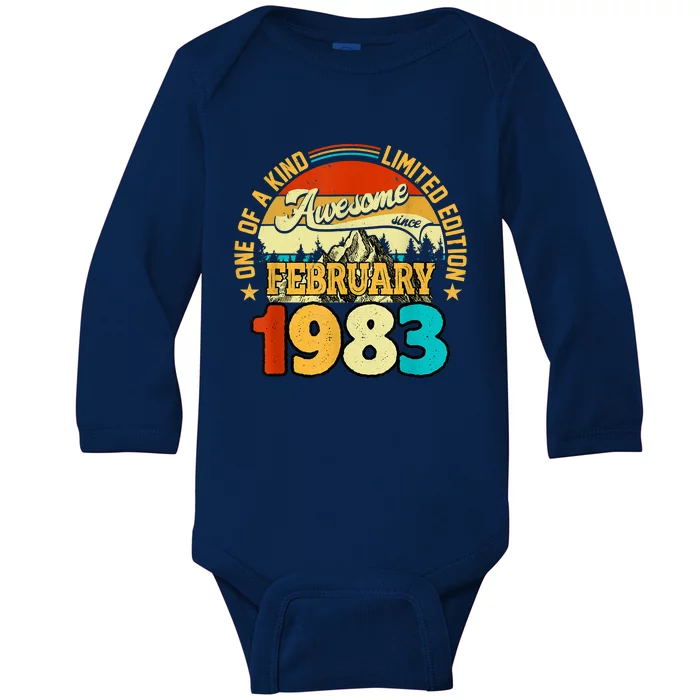 40 Years Old Awesome Since February 1983 40th Birthday Gifts Baby Long Sleeve Bodysuit