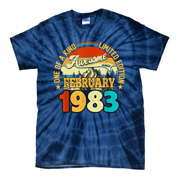 40 Years Old Awesome Since February 1983 40th Birthday Gifts Tie-Dye T-Shirt