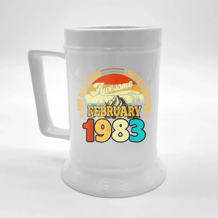 40 Years Old Awesome Since February 1983 40th Birthday Gifts Front & Back Beer Stein