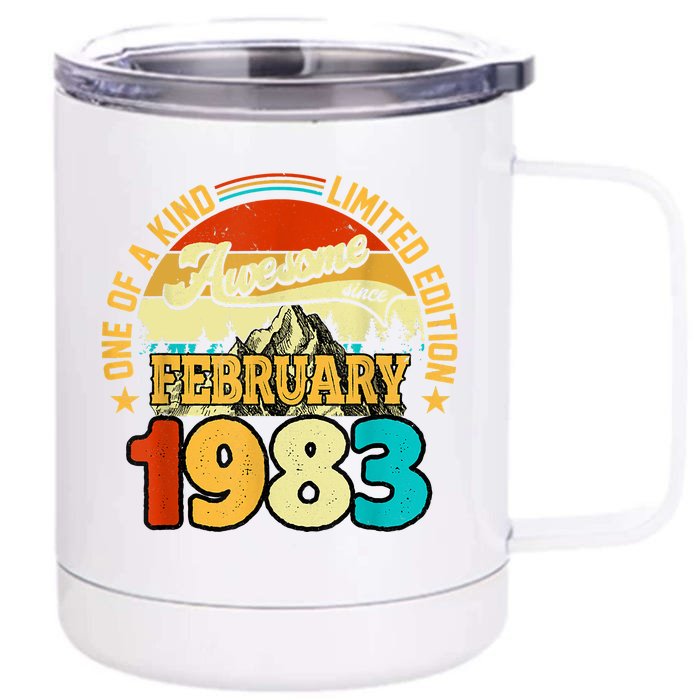 40 Years Old Awesome Since February 1983 40th Birthday Gifts Front & Back 12oz Stainless Steel Tumbler Cup