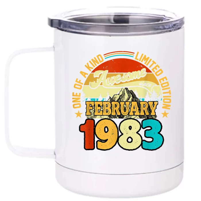 40 Years Old Awesome Since February 1983 40th Birthday Gifts Front & Back 12oz Stainless Steel Tumbler Cup