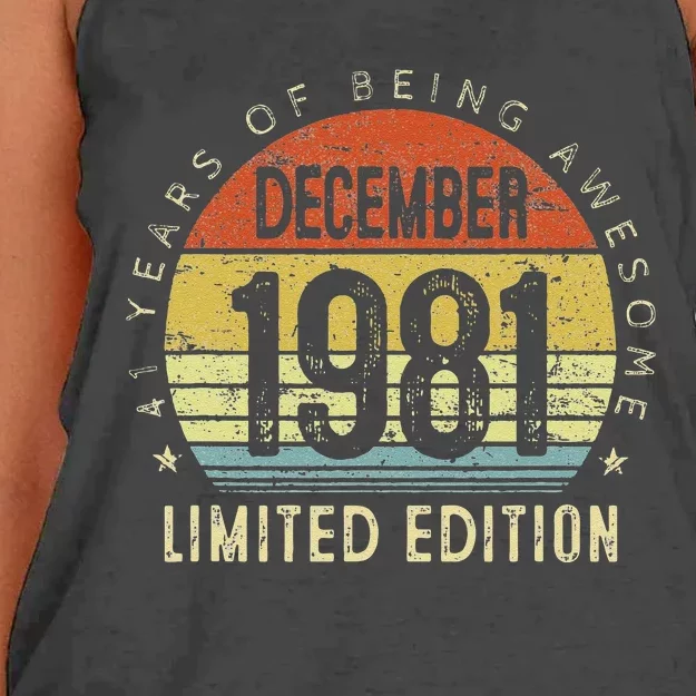 41 Year Old December 1981 Limited Edition 41th Birthday Gift Women's Knotted Racerback Tank