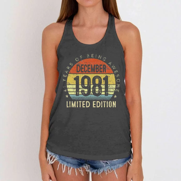 41 Year Old December 1981 Limited Edition 41th Birthday Gift Women's Knotted Racerback Tank