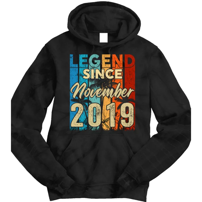 4 Years Old Legend Since November 2019 4th Birthday Boy Tie Dye Hoodie