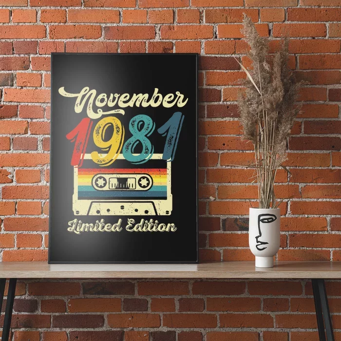 41 Years Old Gift Retro November 1981 Cassette 41st Birthday Poster