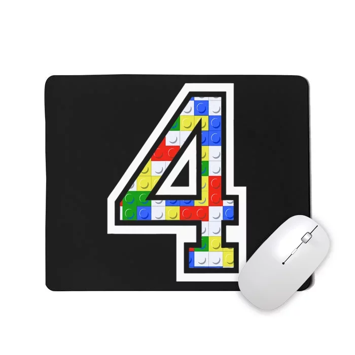 4 Year Old 4th Birthday Master Builder Block Building Brick Mousepad