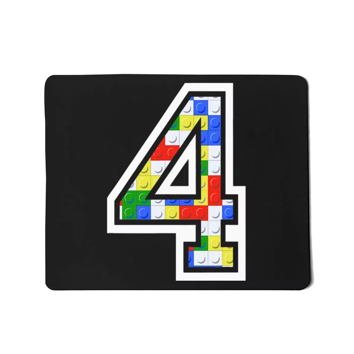 4 Year Old 4th Birthday Master Builder Block Building Brick Mousepad