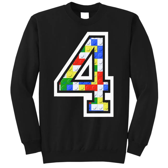 4 Year Old 4th Birthday Master Builder Block Building Brick Tall Sweatshirt