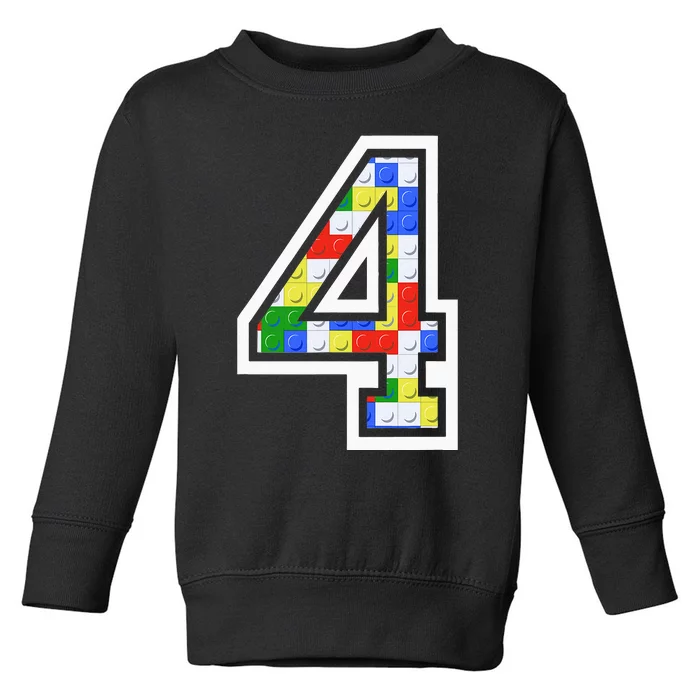 4 Year Old 4th Birthday Master Builder Block Building Brick Toddler Sweatshirt