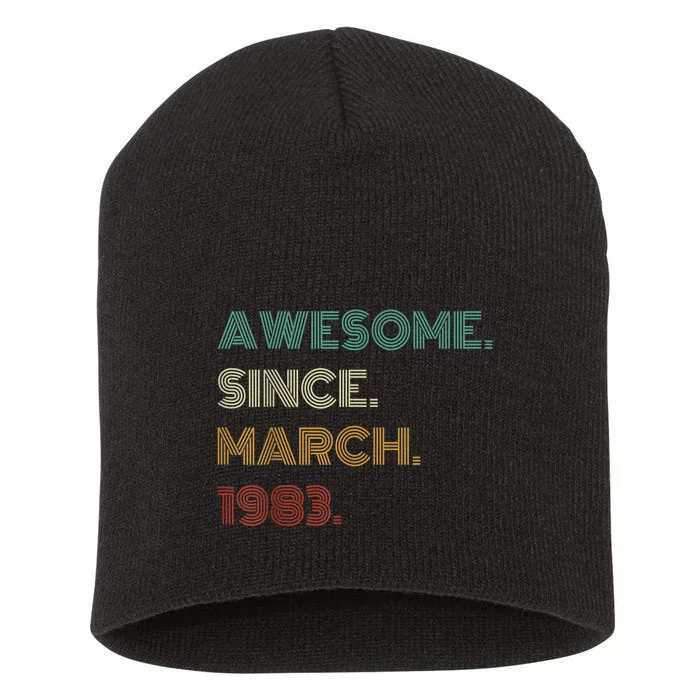 40 Years Old Awesome Since March 1983 40th Birthday Short Acrylic Beanie