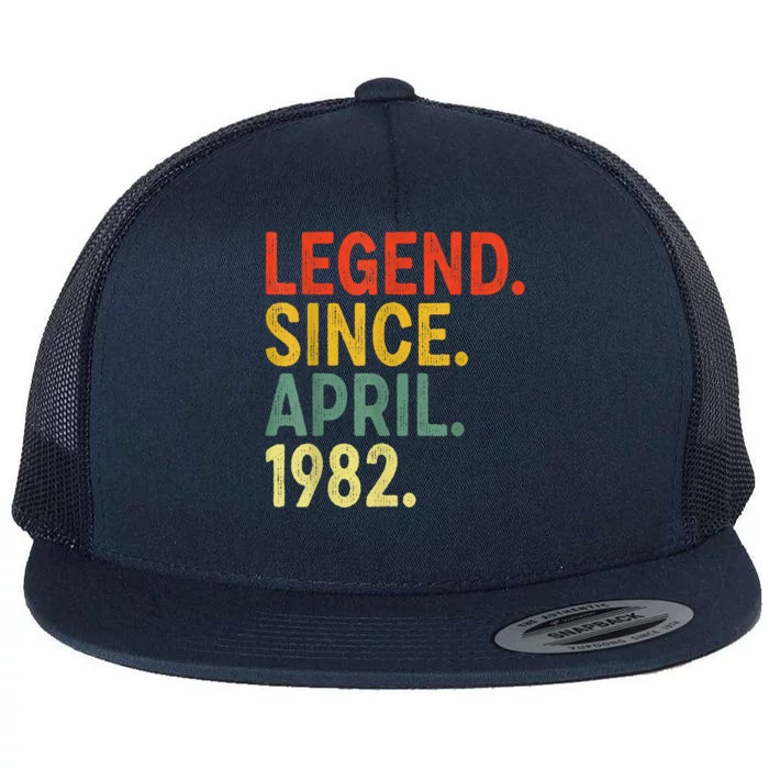 41 Year Old Legend Since April 1982 41st Birthday Flat Bill Trucker Hat