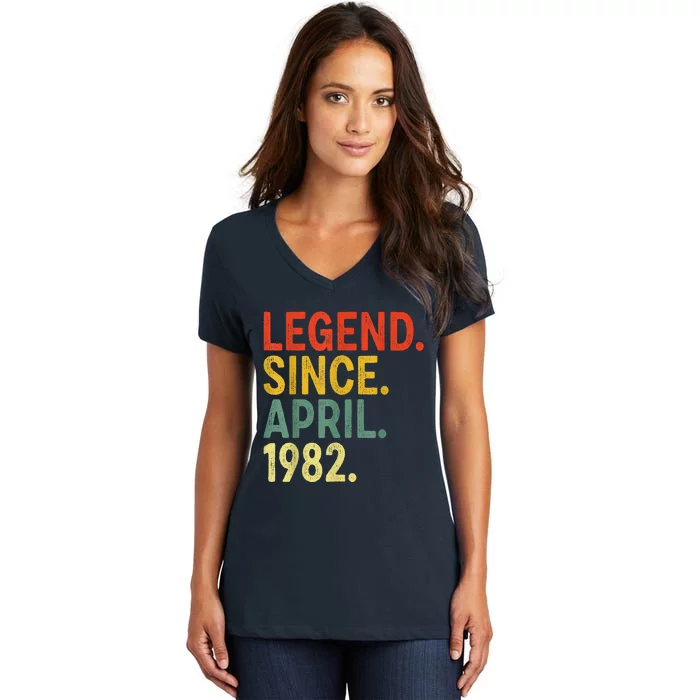 41 Year Old Legend Since April 1982 41st Birthday Women's V-Neck T-Shirt