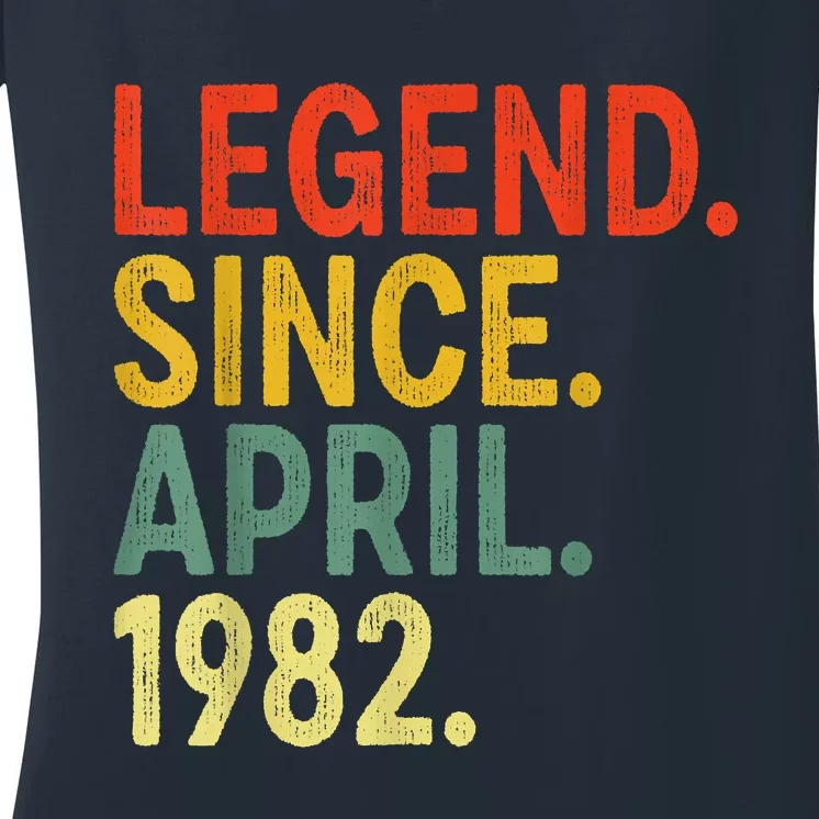 41 Year Old Legend Since April 1982 41st Birthday Women's V-Neck T-Shirt