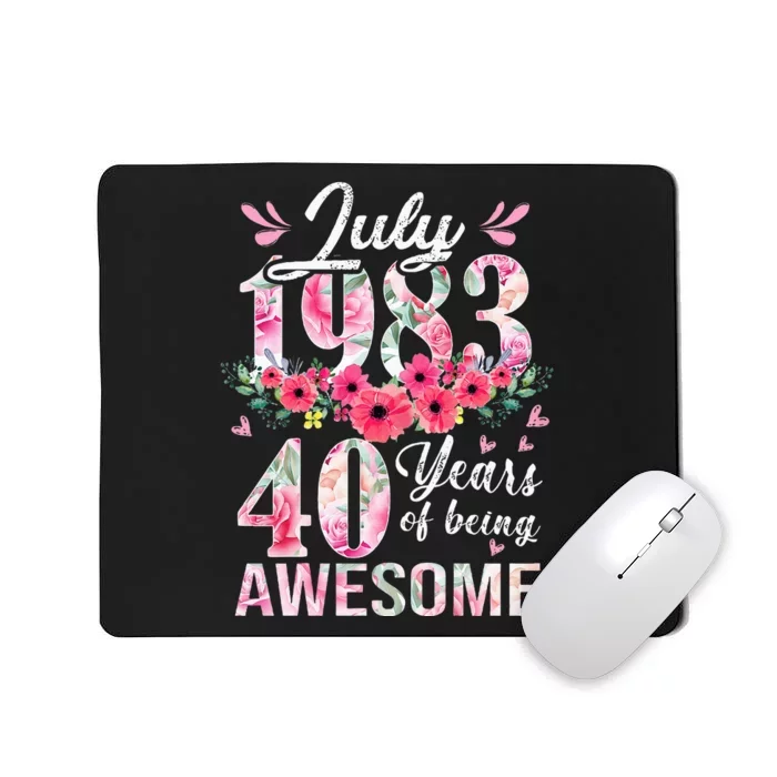 40 Year Old Made In July 1983 Floral 40th Birthday Gifts Mousepad