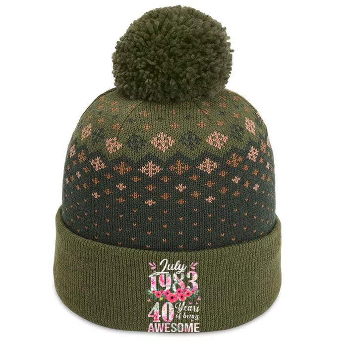 40 Year Old Made In July 1983 Floral 40th Birthday Gifts The Baniff Cuffed Pom Beanie