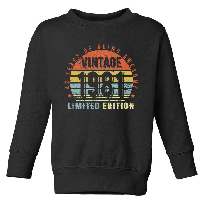 42 Year Old Gifts Vintage 1981 Limited Edition 42nd Birthday Toddler Sweatshirt