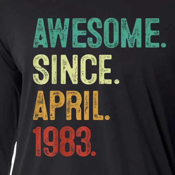 40 Years Old Awesome Since April 1983 40th Birthday Cooling Performance Long Sleeve Crew