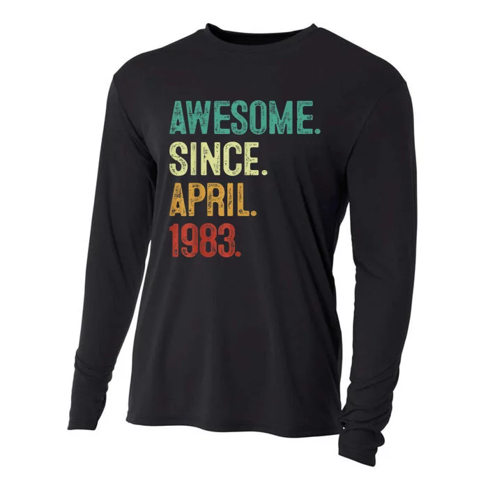 40 Years Old Awesome Since April 1983 40th Birthday Cooling Performance Long Sleeve Crew