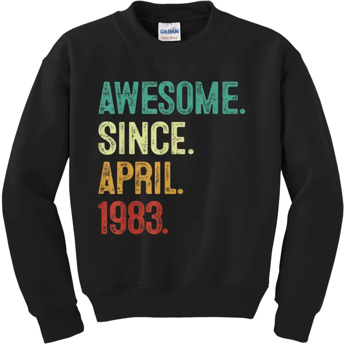 40 Years Old Awesome Since April 1983 40th Birthday Kids Sweatshirt