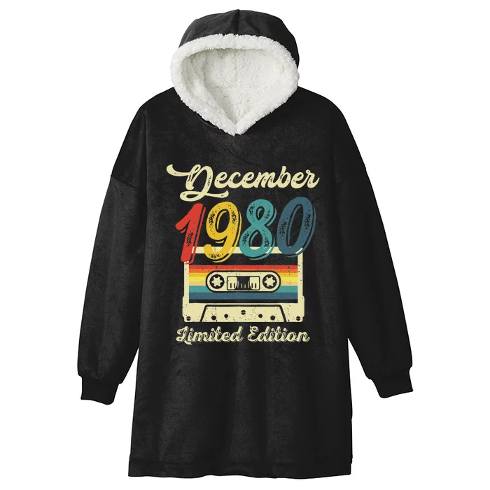 42 Years Old Gift Retro December 1980 Cassette 42nd Birthday Hooded Wearable Blanket