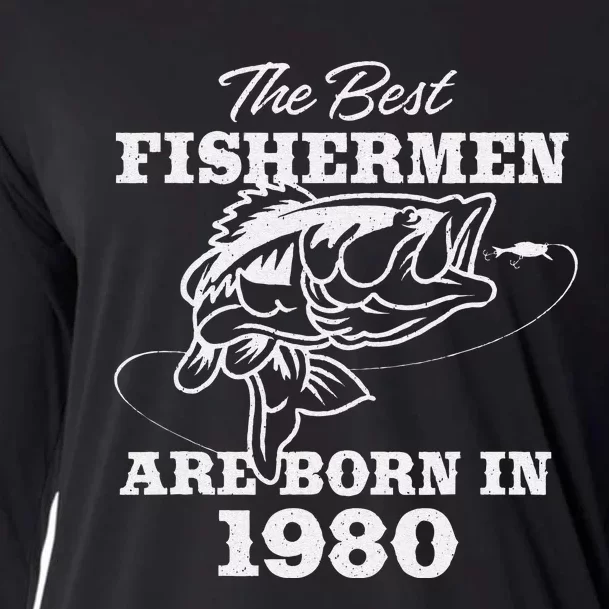 43 Year Old Fisherman Fishing 1980 43rd Birthday Cooling Performance Long Sleeve Crew