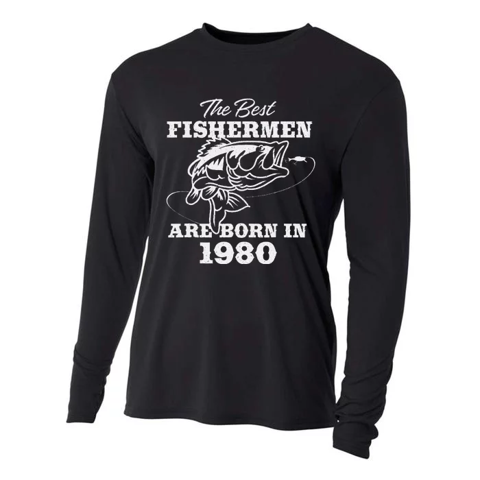 43 Year Old Fisherman Fishing 1980 43rd Birthday Cooling Performance Long Sleeve Crew