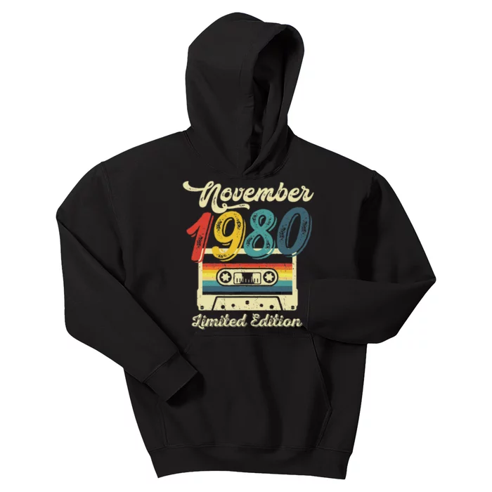 42 Years Old Gift Retro November 1980 Cassette 42nd Birthday Kids Hoodie