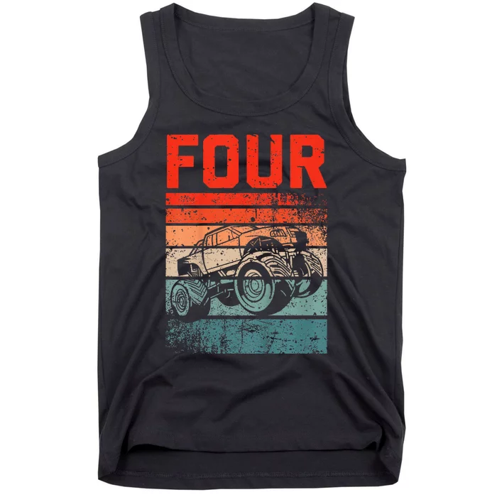 4 Year Old 4th Birthday Monster Truck Tank Top