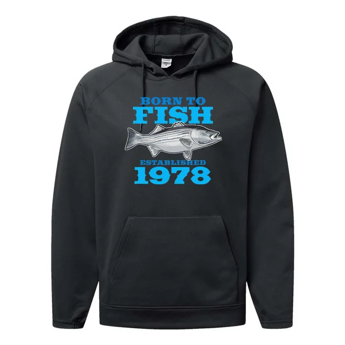 45 Year Old Fishing Fisherman 1978 45th Birthday Performance Fleece Hoodie