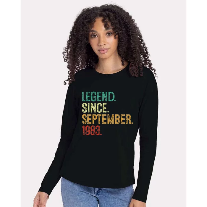 40 Years Old Legend Since September 1983 40th Birthday Womens Cotton Relaxed Long Sleeve T-Shirt