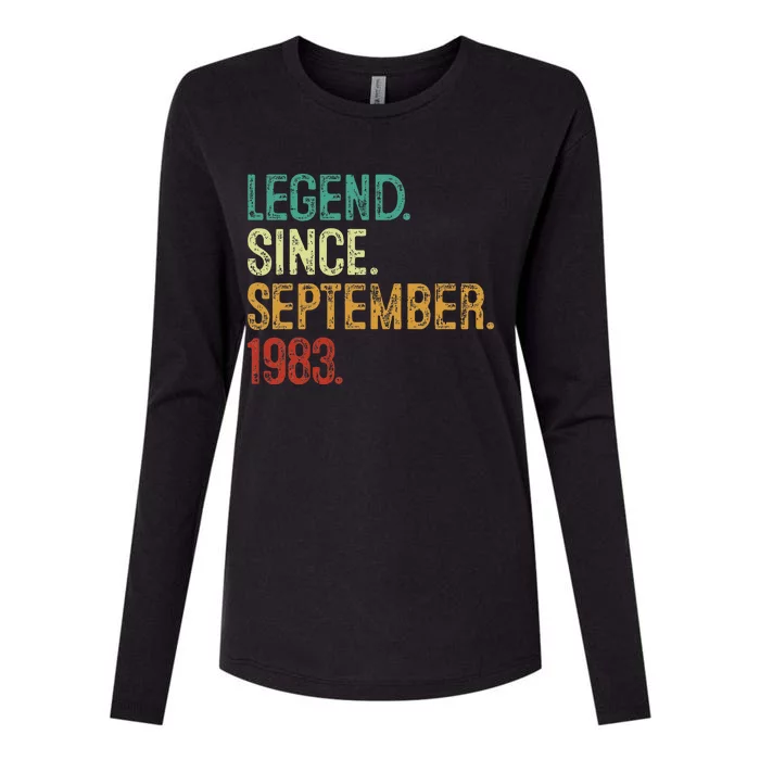 40 Years Old Legend Since September 1983 40th Birthday Womens Cotton Relaxed Long Sleeve T-Shirt