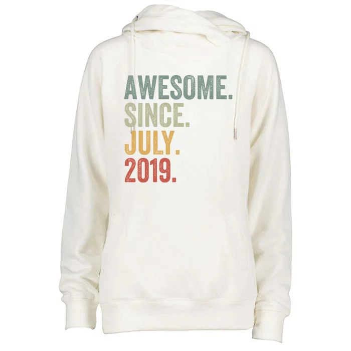 4 Year Old Awesome Since July 2019 4th Birthday Gift Great Gift Womens Funnel Neck Pullover Hood