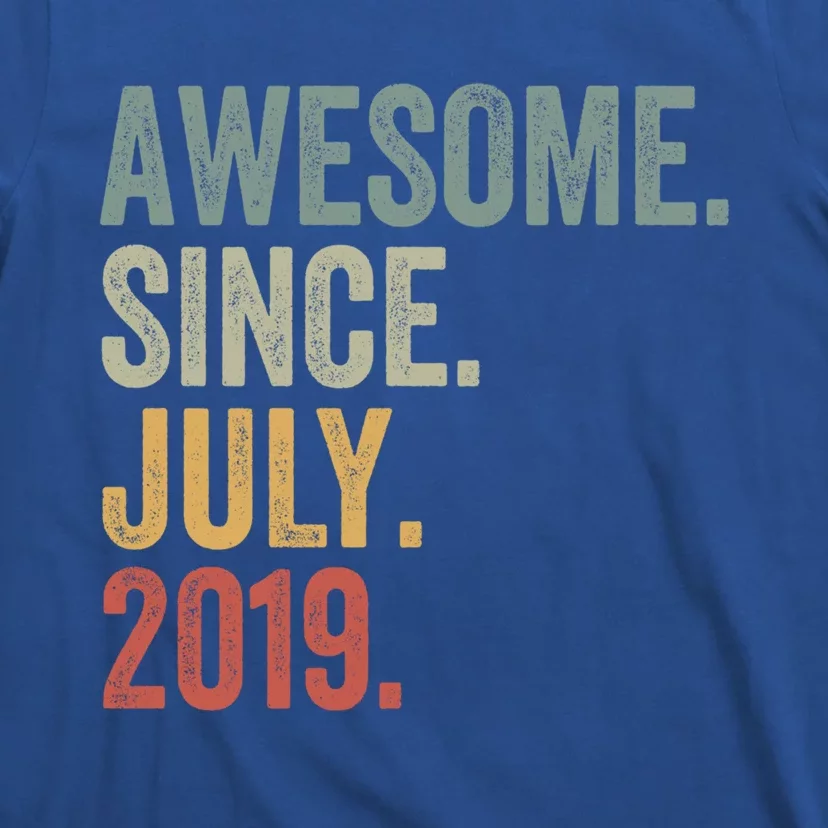 4 Year Old Awesome Since July 2019 4th Birthday Gift Great Gift T-Shirt