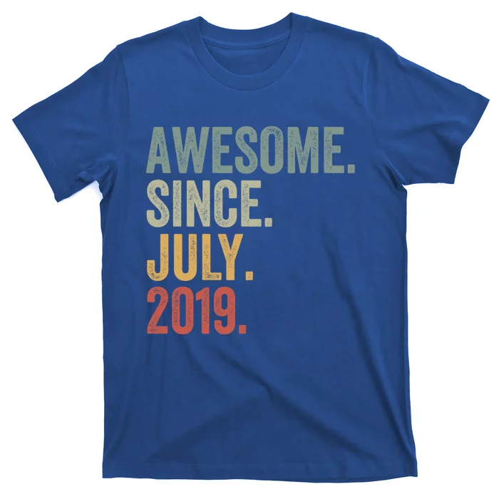 4 Year Old Awesome Since July 2019 4th Birthday Gift Great Gift T-Shirt