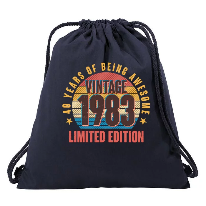 40 Years Of Being Awesome 1983 Limited Edition Vintage Retro Drawstring Bag