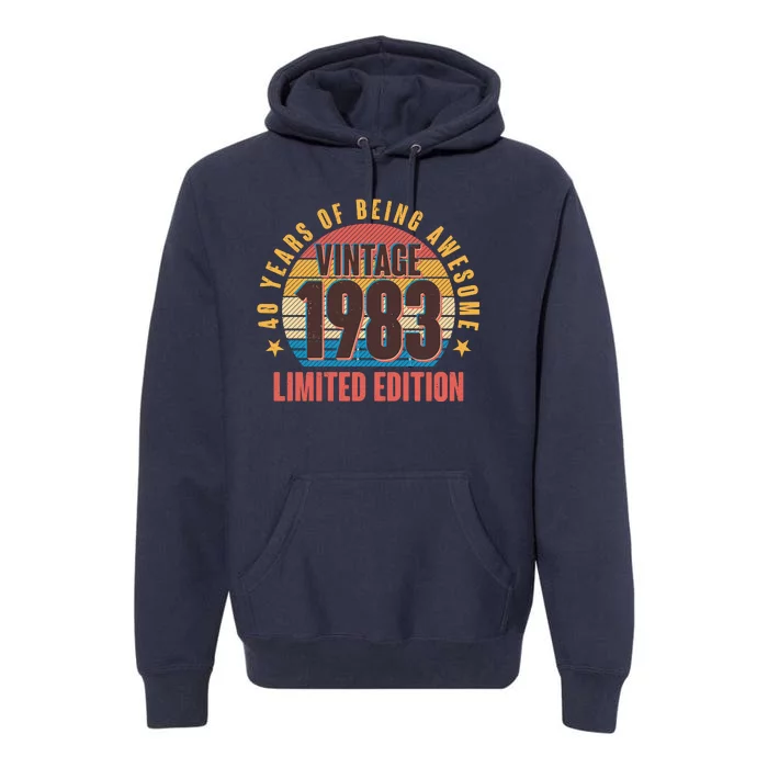 40 Years Of Being Awesome 1983 Limited Edition Vintage Retro Premium Hoodie