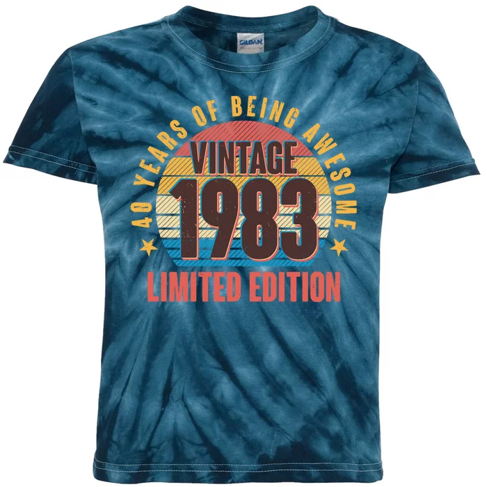 40 Years Of Being Awesome 1983 Limited Edition Vintage Retro Kids Tie-Dye T-Shirt