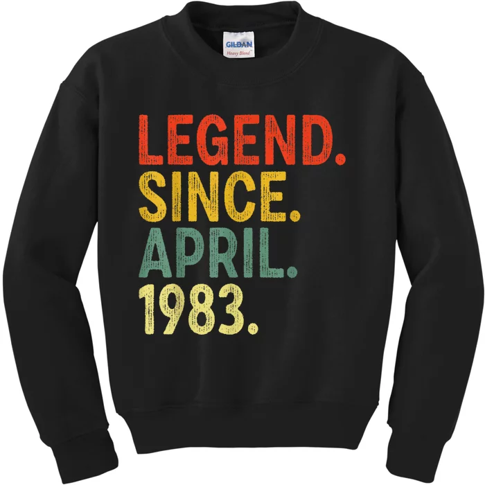 40 Year Old Legend Since April 1983 40th Birthday Kids Sweatshirt