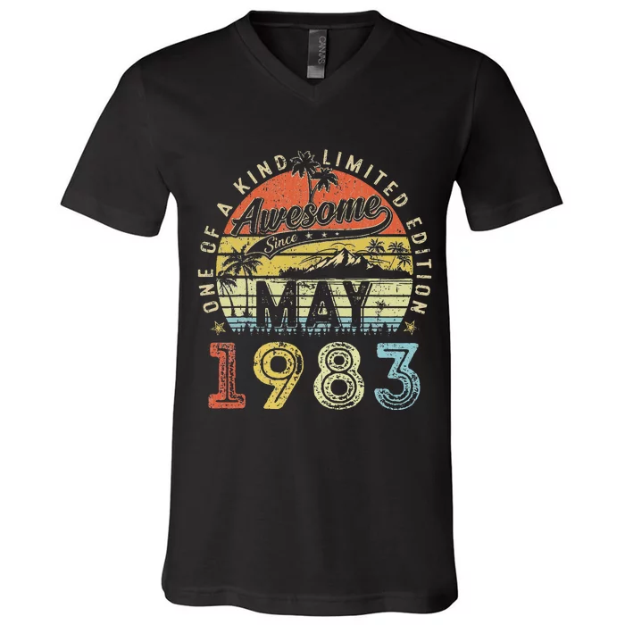 40 Year Old Awesome Since May 1983 40th Birthday V-Neck T-Shirt