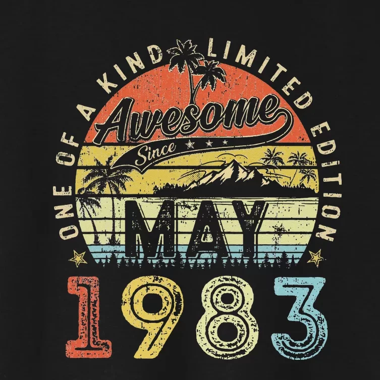 40 Year Old Awesome Since May 1983 40th Birthday Women's Crop Top Tee