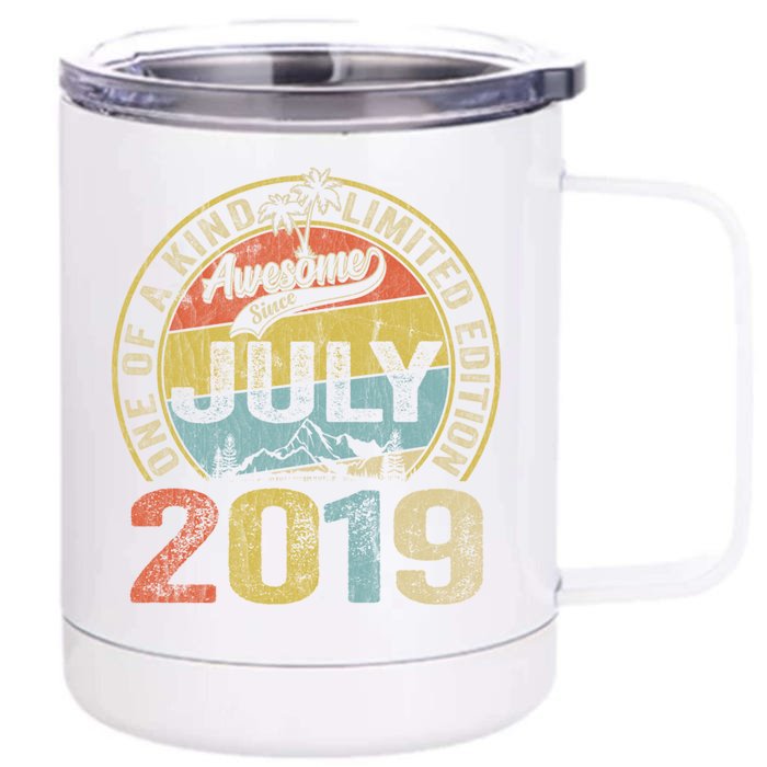 4 Year Old Gift 4th Birthday Awesome Since July 2019 Gift Front & Back 12oz Stainless Steel Tumbler Cup